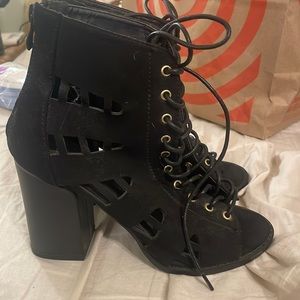 Windsor Lace up cut out booties